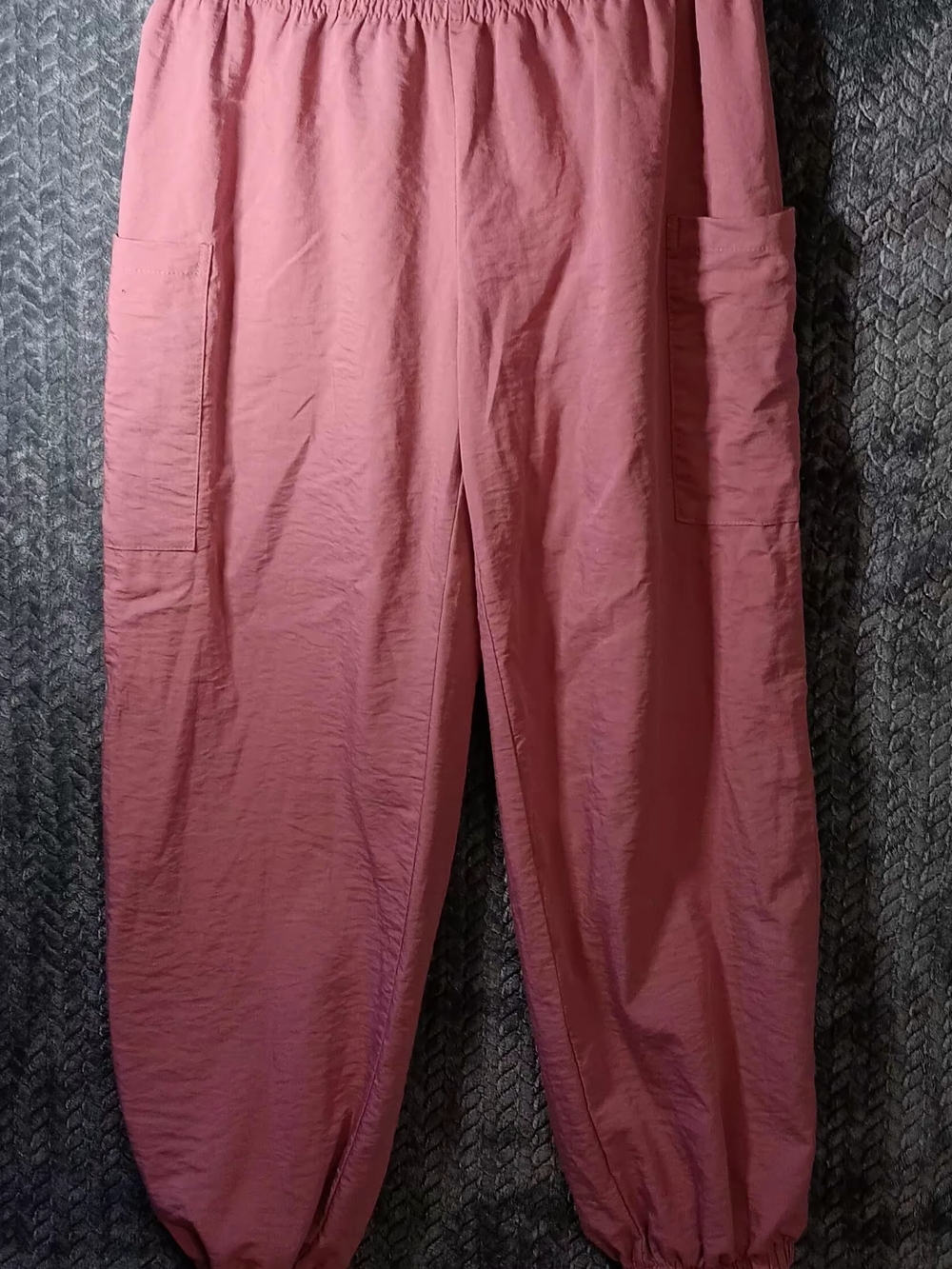 Womens Pink Cargo Jogger Pants with Elastic Waist